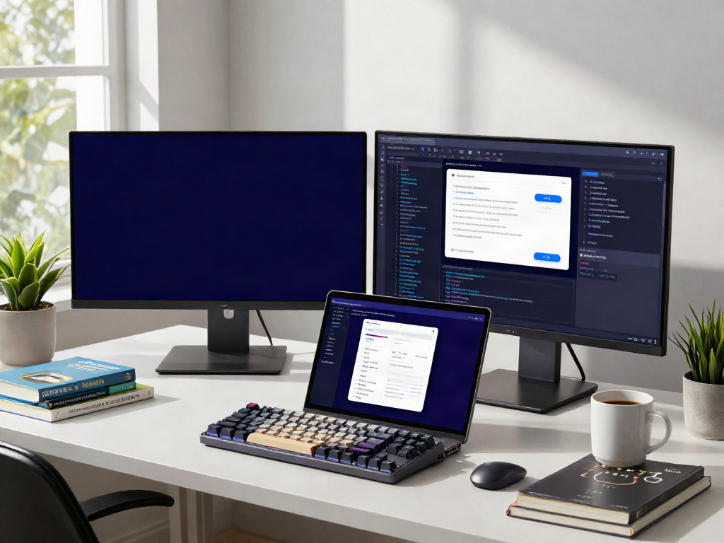 Developer customizing the whatsapp plus latest version app in a bright workspace.