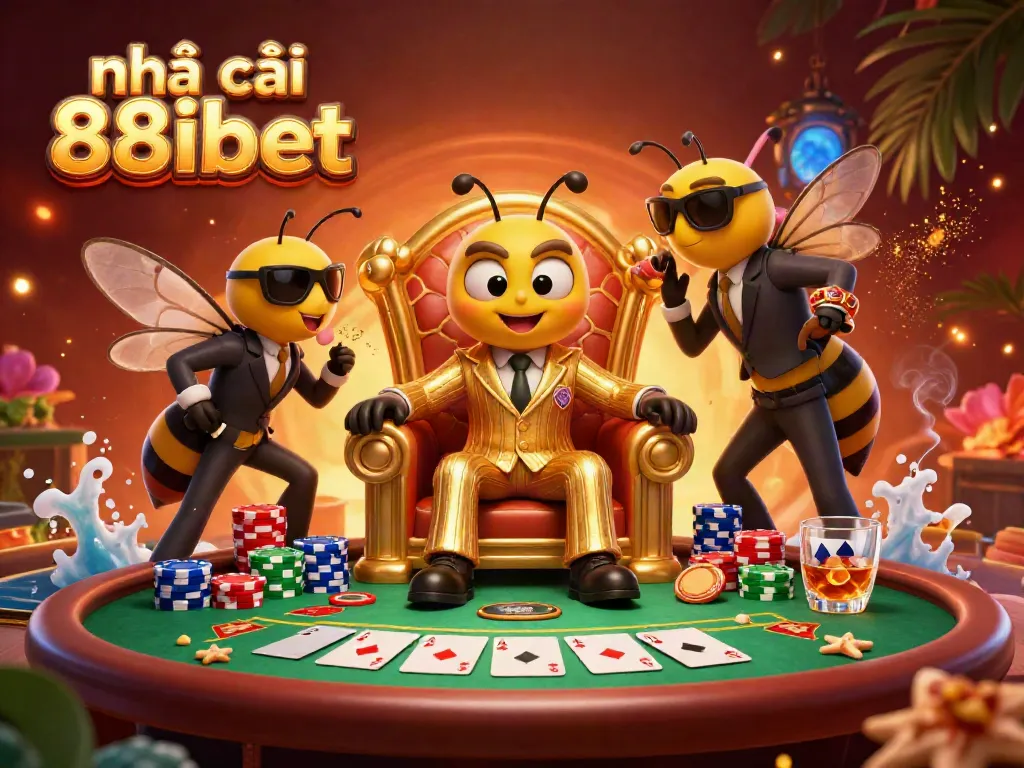 Experience vibrant gameplay at nhà cái 88ibet with a 3D mob boss poker scene, showcasing intense action and colorful chips.